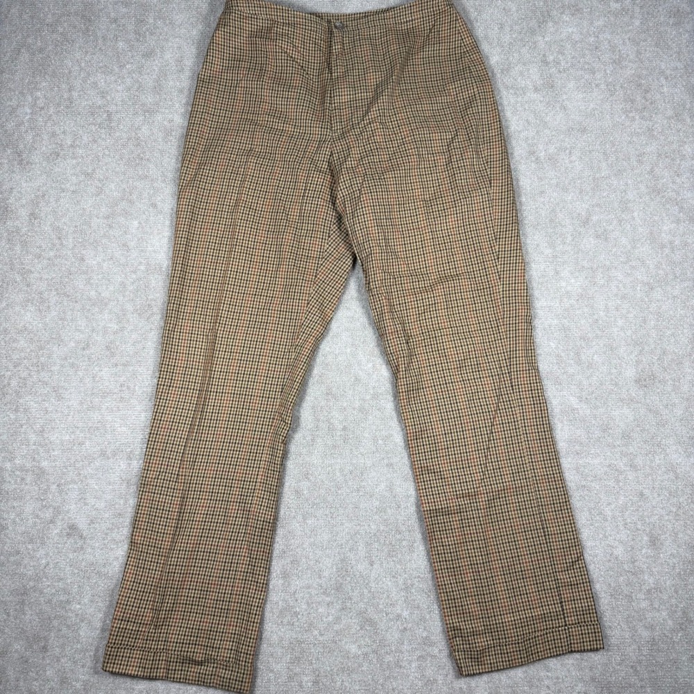 VTG Ralph Ralph Lauren RRL Pants Womens Sz 8 Brown Houndstooth Pleated High Rise